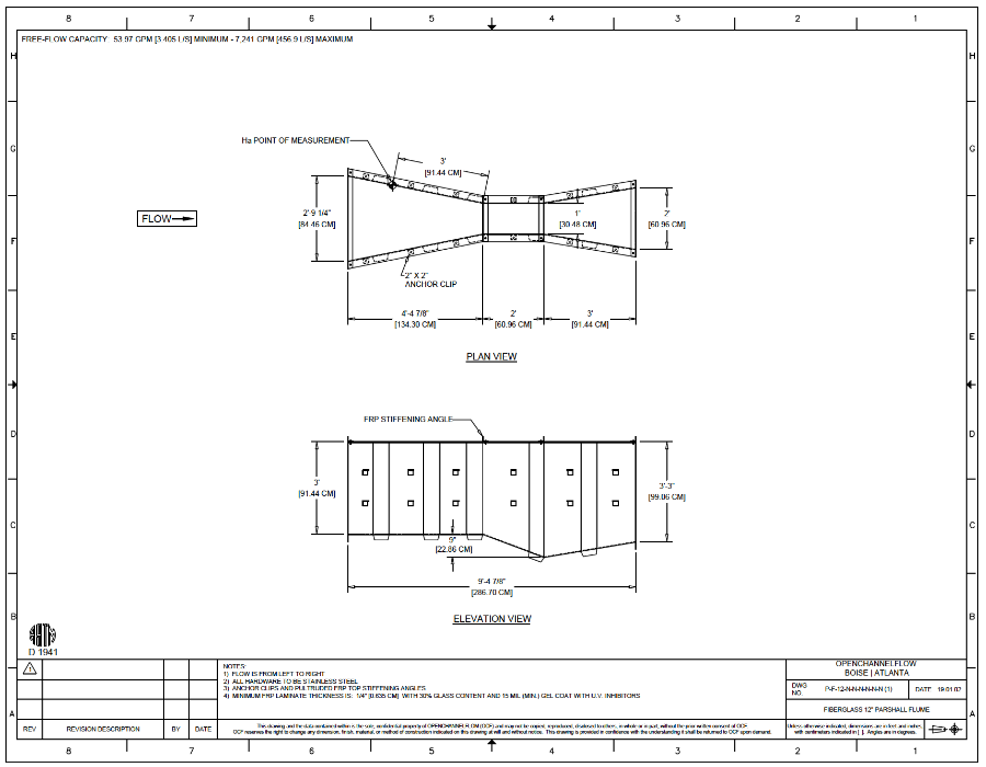 12-inch parshall flume dimensions image