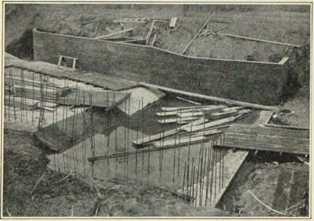 20-foot concrete Parshall flume under construction