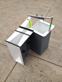 fiberglass 3-inch parshall flume with staff gauge stilling well and ultrasonic bracket