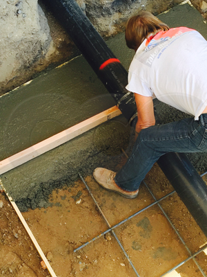 leveling the manhole pad