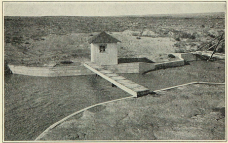 30' Parshall flume measuring flow in an irrigation canal. Installation done during his research by Dr. Ralph L. Parshall.