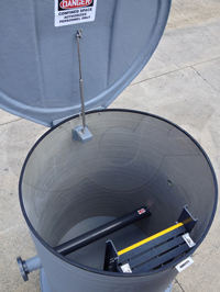 fiberglass packaged metering manhole - pmm - with a domed top and a line for a mag meter