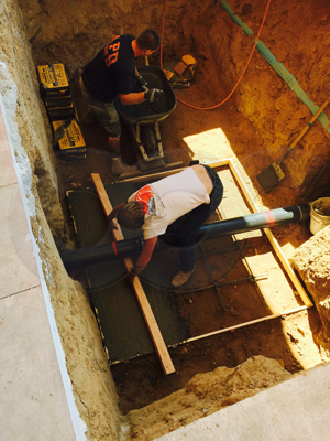 constructing the concrete pad for the Packaged Metering Manhole to be installed on