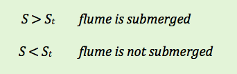comparing submergence ratios to determine if flume is submerged