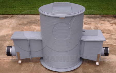 closed domed top Packaged Metering Manhole integrating a Parshall flume