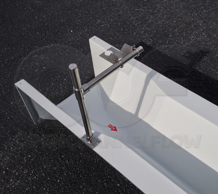 ultrasonic sensor bracket mounted over an Extra Large Trapezoidal flume