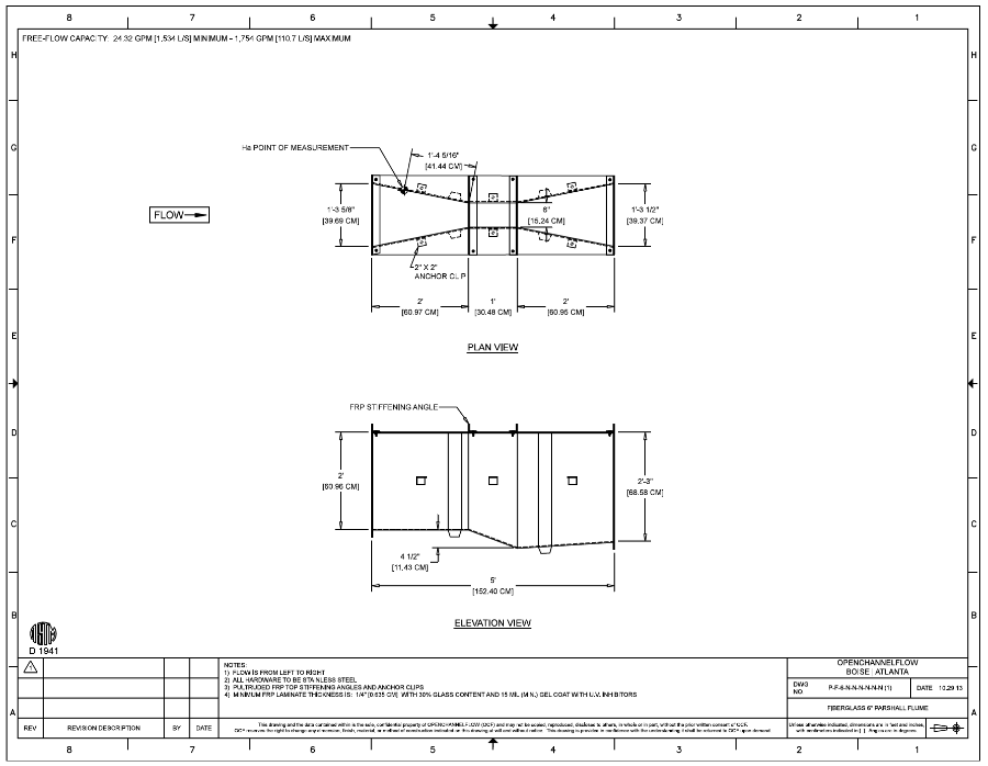 6-inch parshall flume dimensions image
