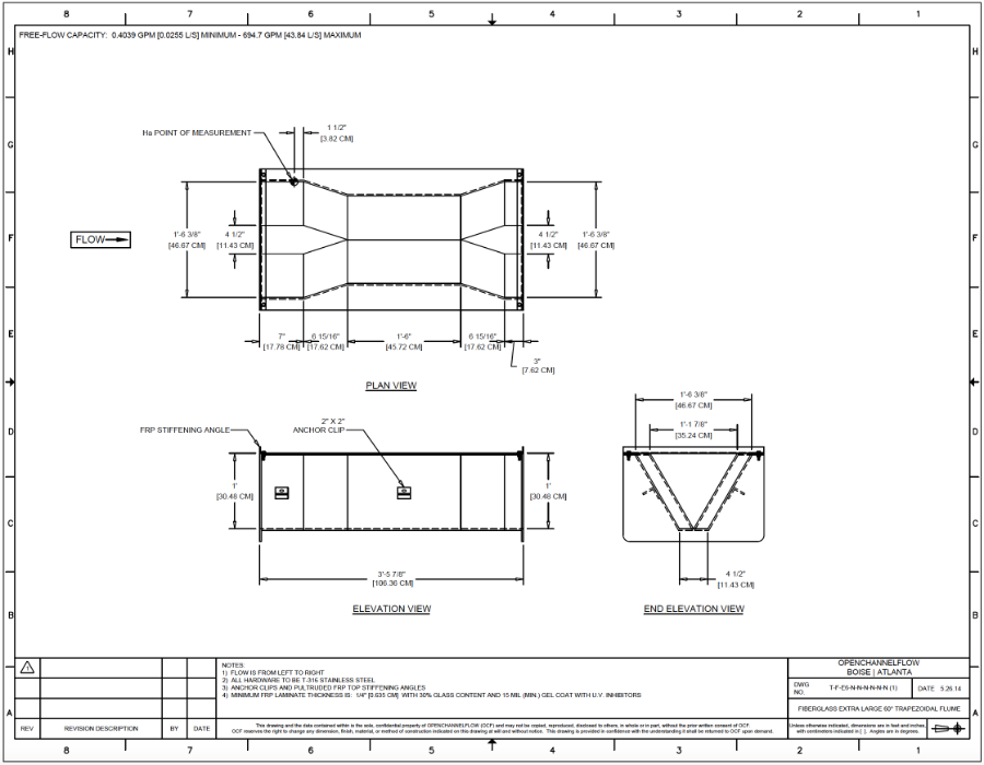 extra large 60 degree v trapezoidal flume dimensions image