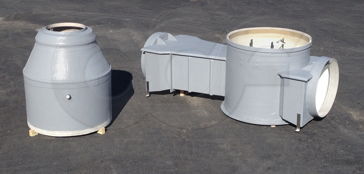 two-piece fiberglass Packaged Metering Manhole used for a municipal Flow Sampling Station