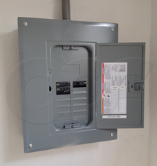 Square D QO load center in a fiberglass chemical feed shelter