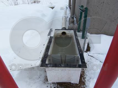 fiberglass weir box with stainless steel weir plate