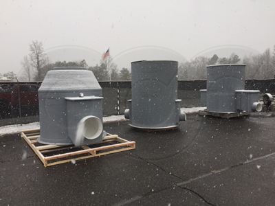 H-20 traffic manhole left - domed top maholes center and right