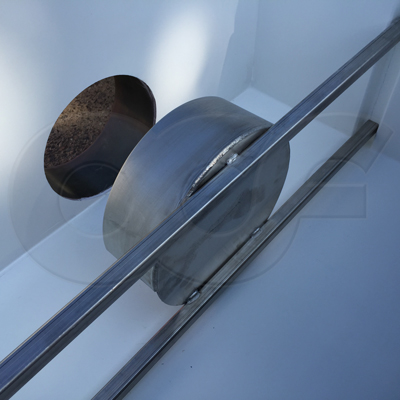 stainless steel energy absorber mounted into the approach section of a fiberglass h flume