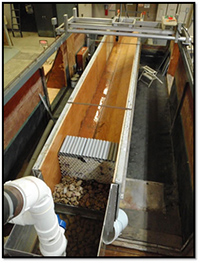 open channel flow baffle for turbulence and poor velocity profiles