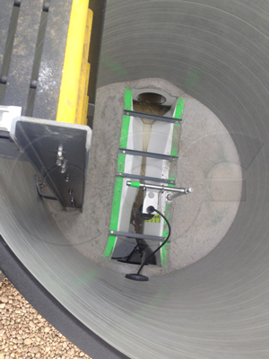 large 60 degree v trapezoidal flume in a fiberglass packaged metering manhole