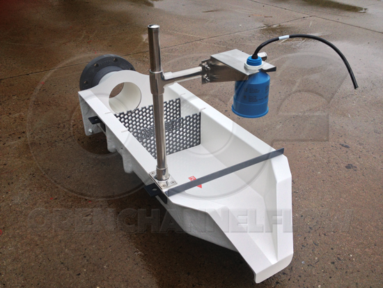 adjustable ultrasonic flow meter bracket over fiberglass Openchannelflow H-Flume
