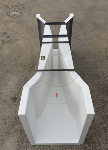 Open inlet and outlet end adapters on a 3-inch Parshall flume used to monitor treated industrial effluent