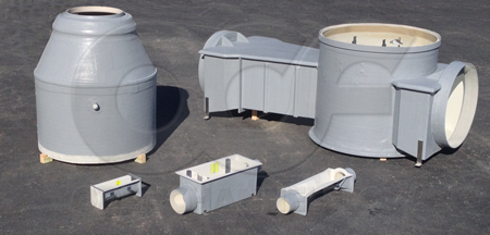 Fiberglass Packaged Metering Manhole - Parshall flume - Palmer-Bowlus flume - Trapezoidal flume - weir box all manufactured in fiberglass by Openchannelflow