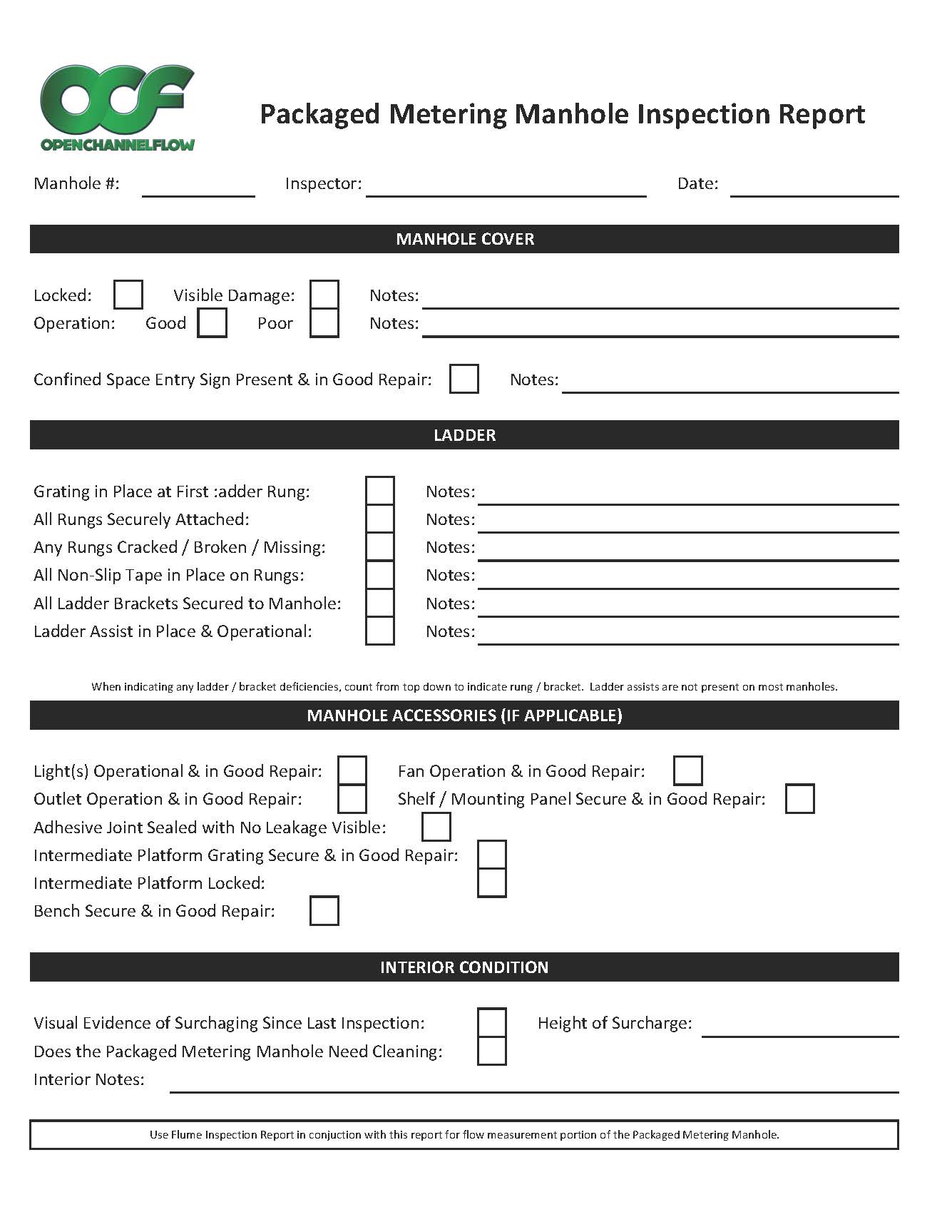 Observation and inspection guidelines for operators of Openchannelflow fiberglass Packaged Flow Metering Manholes