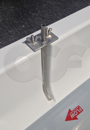 removable stainless steel sampler tube in a fiberglass Palmer-Bowlus flume