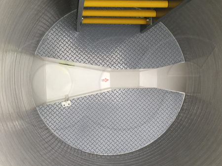 Openchannelflow fiberglass flow monitoring manhole integrating Parshall flume - bench - staff gauge - bubbler tube