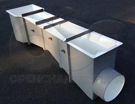 Fiberglass 6-inch Parshall Flume with Inlet and Outlet End Adapters
