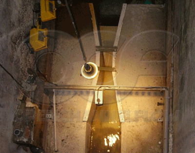 Fiberglass (FRP) Parshall flume measuring industrial effluent