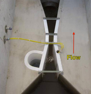 direction of flow in a small Parshall flume