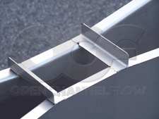 close up of throat in a stainless steel Parshall flume