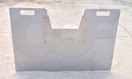 Portable stainless steel weir carrier with 12-inch [30.48 cm] Cipolletti thin-plate weir mounted