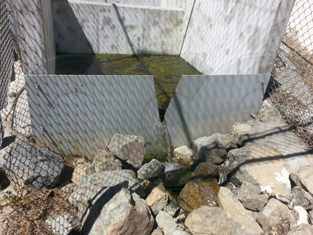 Openchannelflow stainless steel v-notch weir plate for the State of California