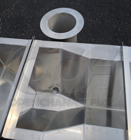 detached stilling well on an Openchannelflow stainless steel Extra Large Trapezoidal Flume