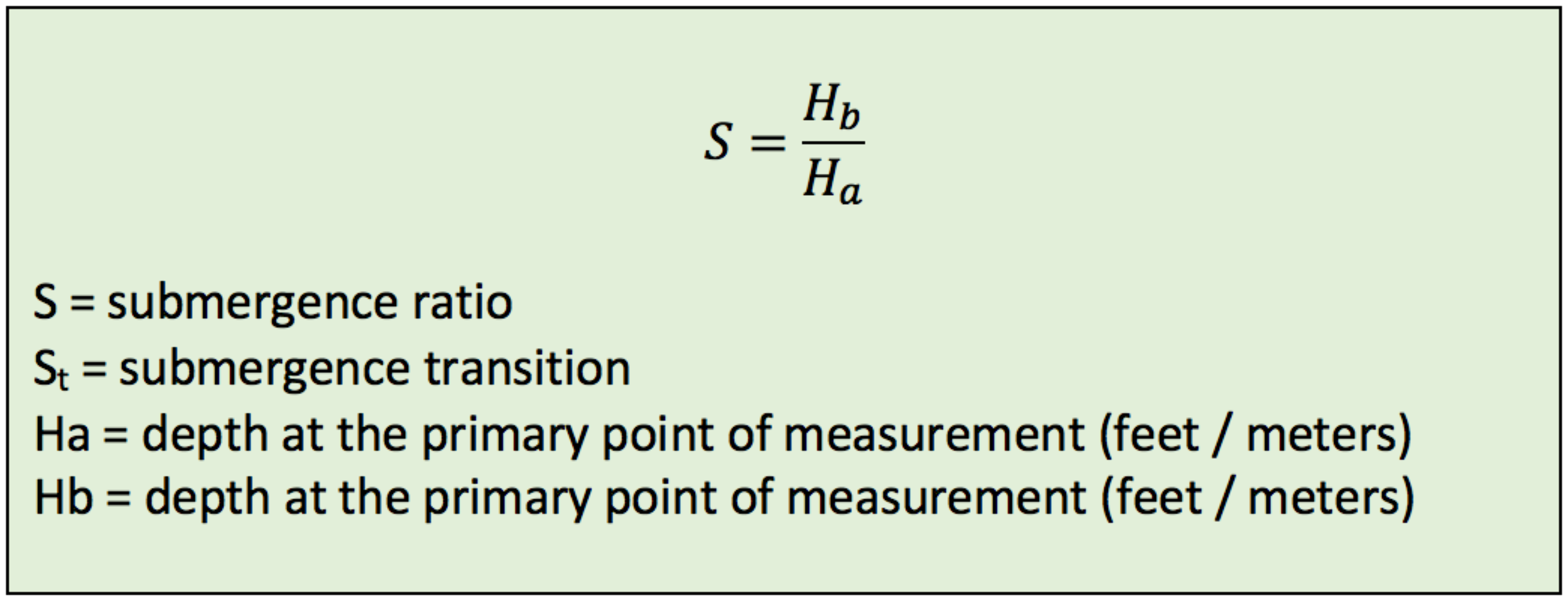 submergence ratio equation