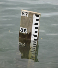 staff gauge measuring surface water height