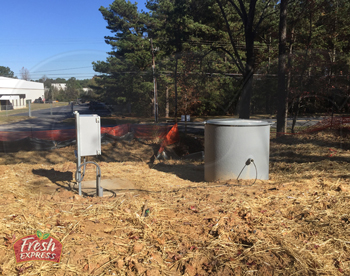 a domed top Packaged Metering Manhole installation where the top is set too high above the surrounding grade for each operator access