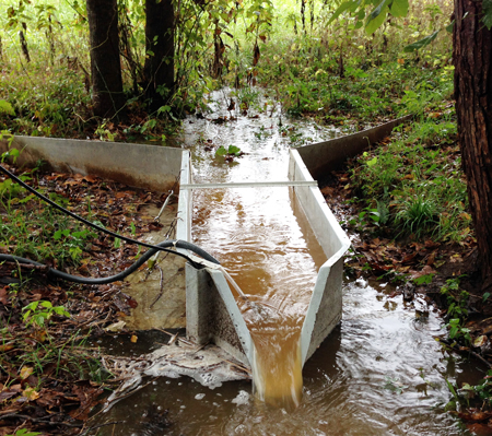 University of Arkansas edge-of-field H flume installation