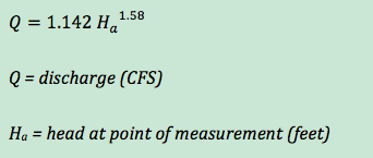 Discharge equation (in CFS) for USGS 3-inch Portable Parshall Flume