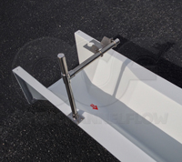 ultrasonic transducer bracket mounted over a Trapezoidal flume
