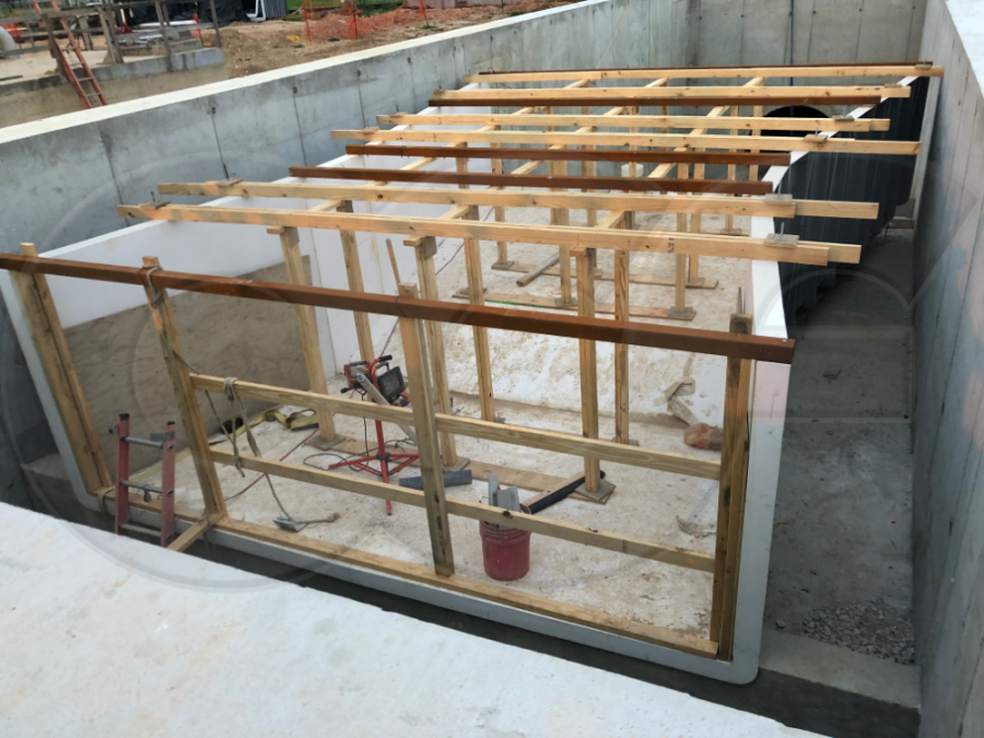 144-Inch Parshall Flume Being Braced for Installation