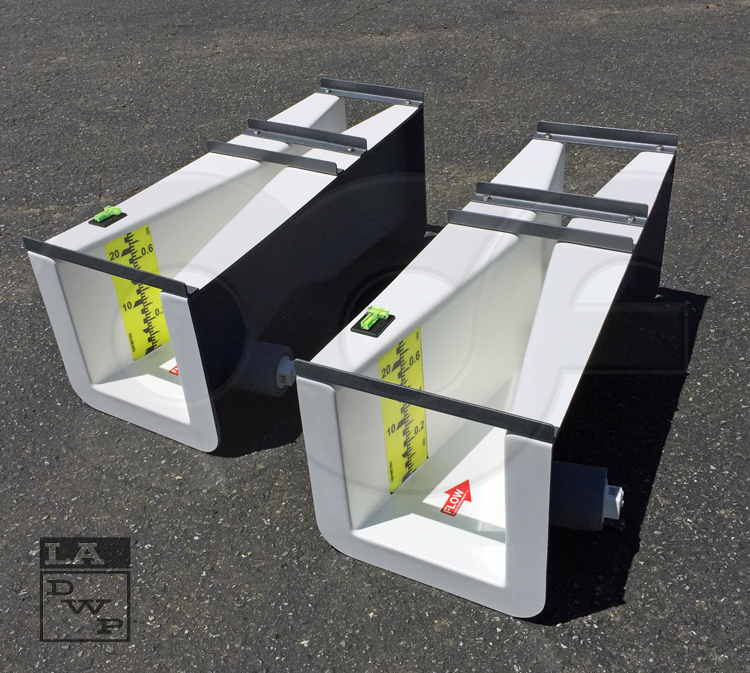 parshall flume fiberglass staff gauge stilling well connections