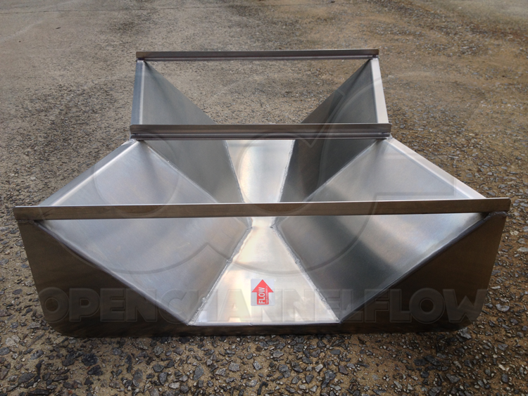 Inlet View of a Stainless Steel Trapezoidal Cutthroat Flume