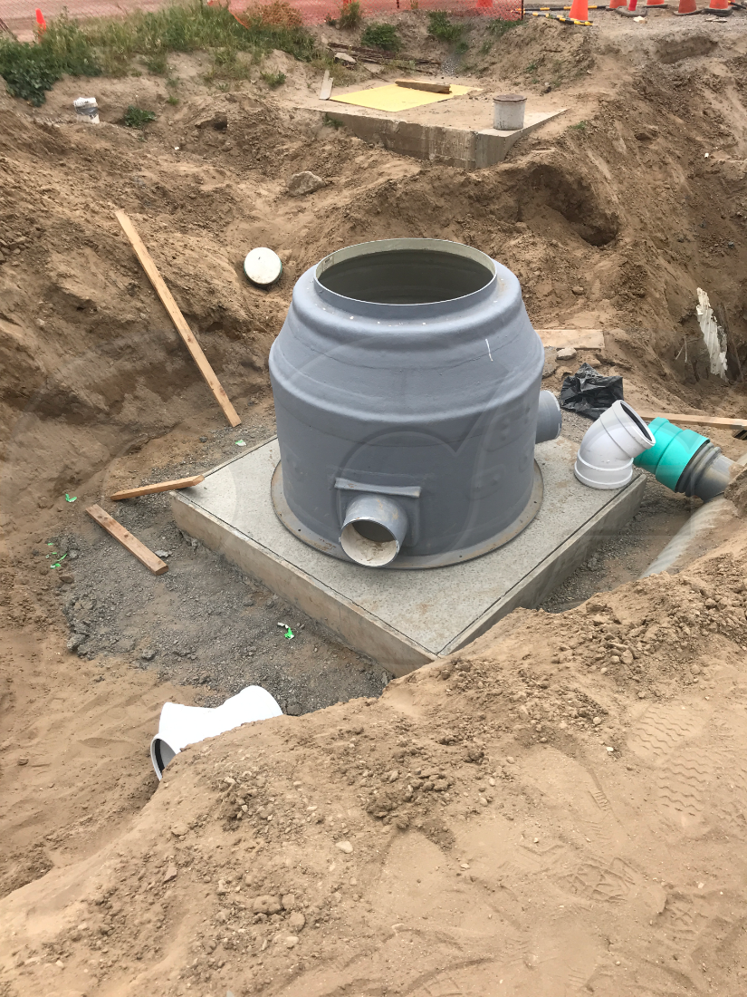 5-foot Fiberglass Diversion Manhole Being Installed