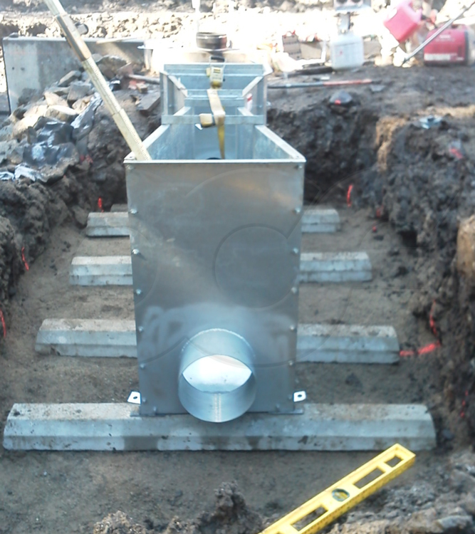 Galvanized Steel Parshall Flume on Concrete Sleepers Prior to Backfill