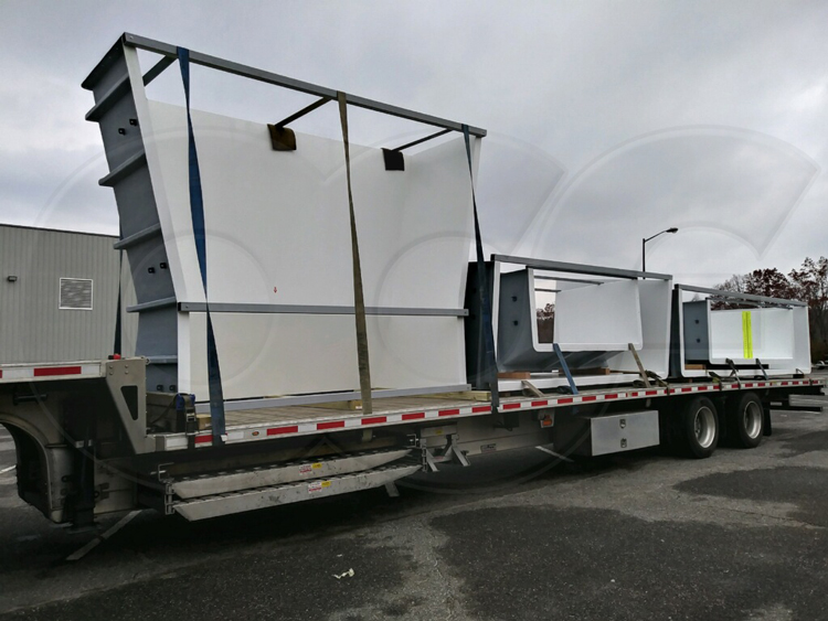 Shipping 96 & 120 Inch Fiberglass Parshall Flumes