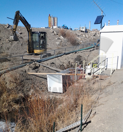 parshall flume fiberglass construction install earthen channel