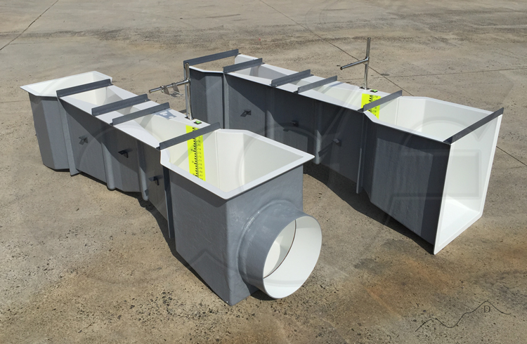 parshall flume fiberglass construction open pipe stub end adapter staff gauge ultrasonic bracket