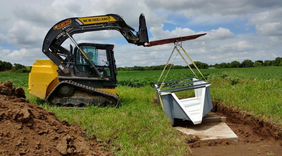 Edge-of-Field H Flume Being Installed for Cover Crop Study