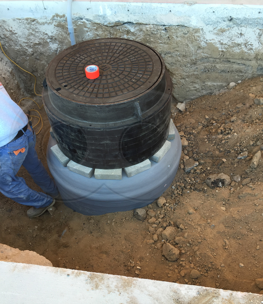 Close Up View of Manhole Riser Stack