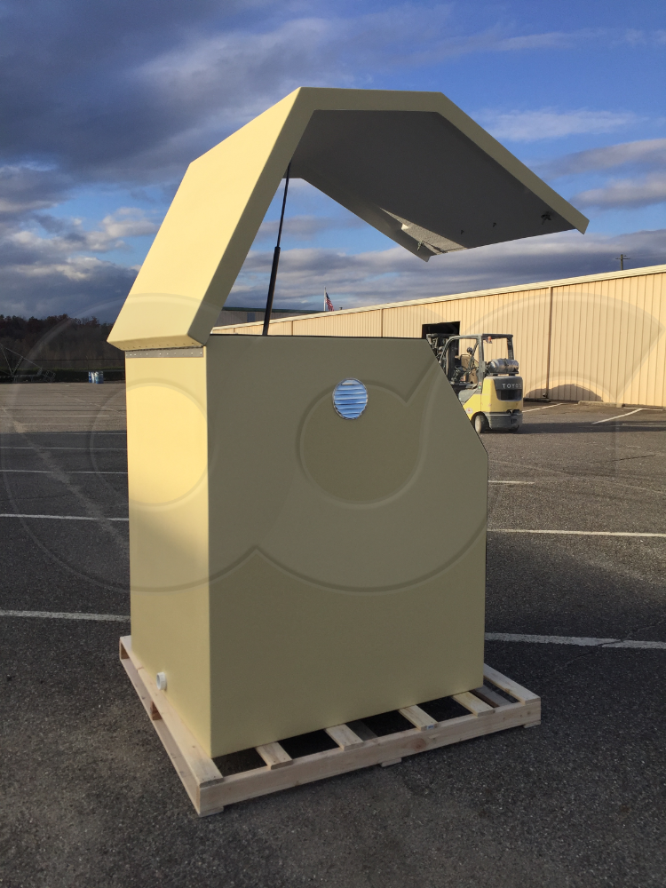 Gemini Fiberglass Refrigerated Sampler Enclosure in Whale Bone with Door Open