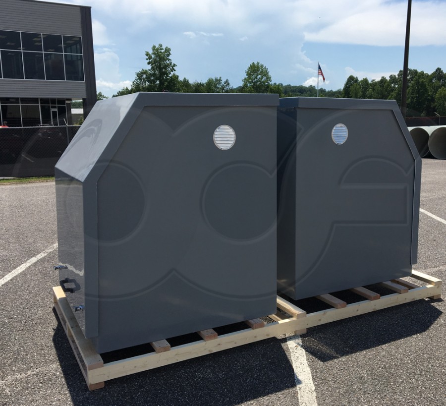 Two Gray Fiberglass Gemini Sampler Enclosures